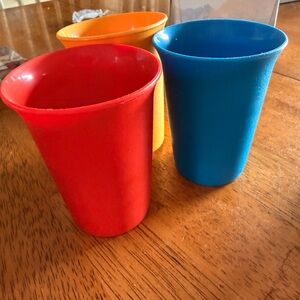 Vintage Tupperware Colorful Plastic Party Cups - Red, Blue, Yellow